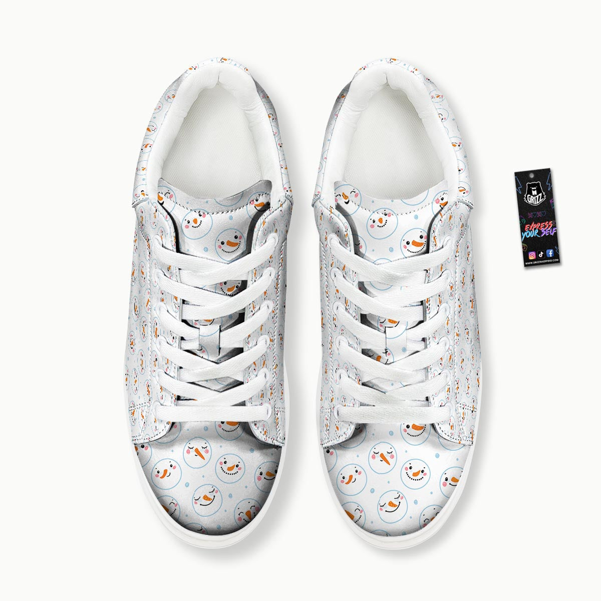 Emoji Snowman Print Pattern Platform Shoes-grizzshop