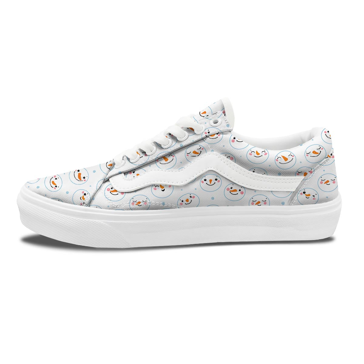 Emoji Snowman Print Pattern Skate Shoes-grizzshop