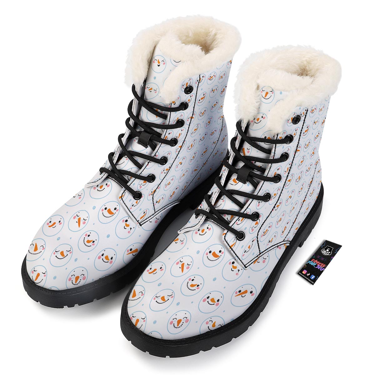 Emoji Snowman Print Pattern Winter Boots-grizzshop