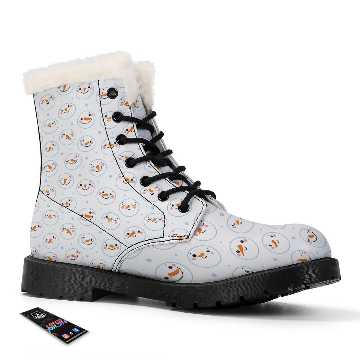 Emoji Snowman Print Pattern Winter Boots-grizzshop