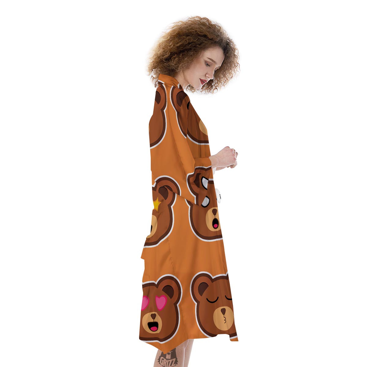 Emoji Teddy Bear Print Kimono-grizzshop