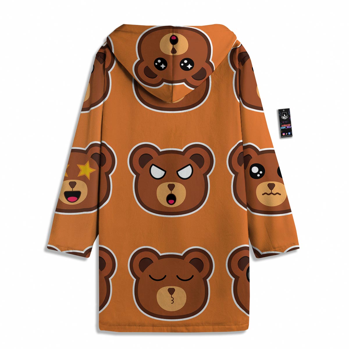 Emoji Teddy Bear Print Men's Windbreaker Jacket-grizzshop