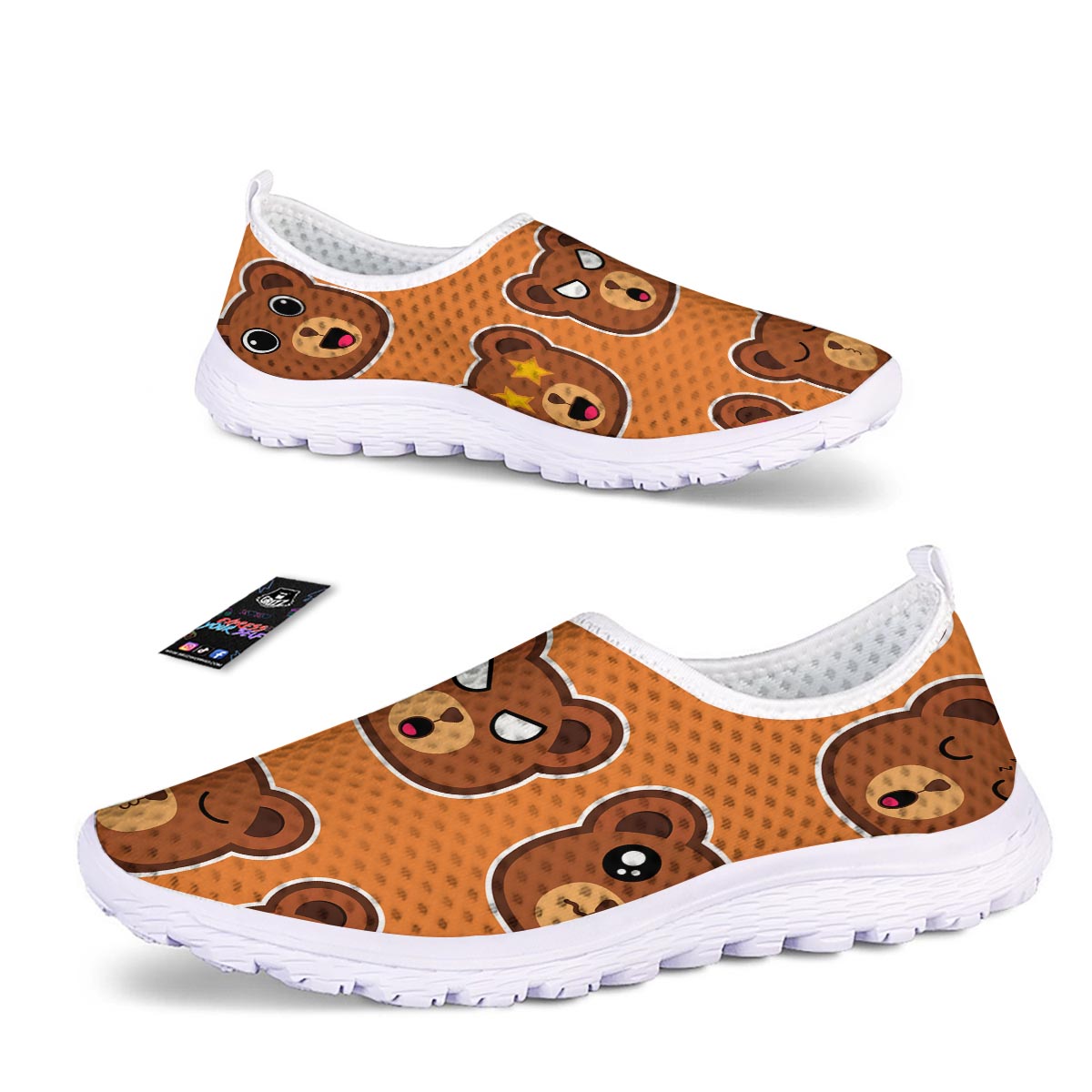 Emoji Teddy Bear Print Nurse Shoes-grizzshop