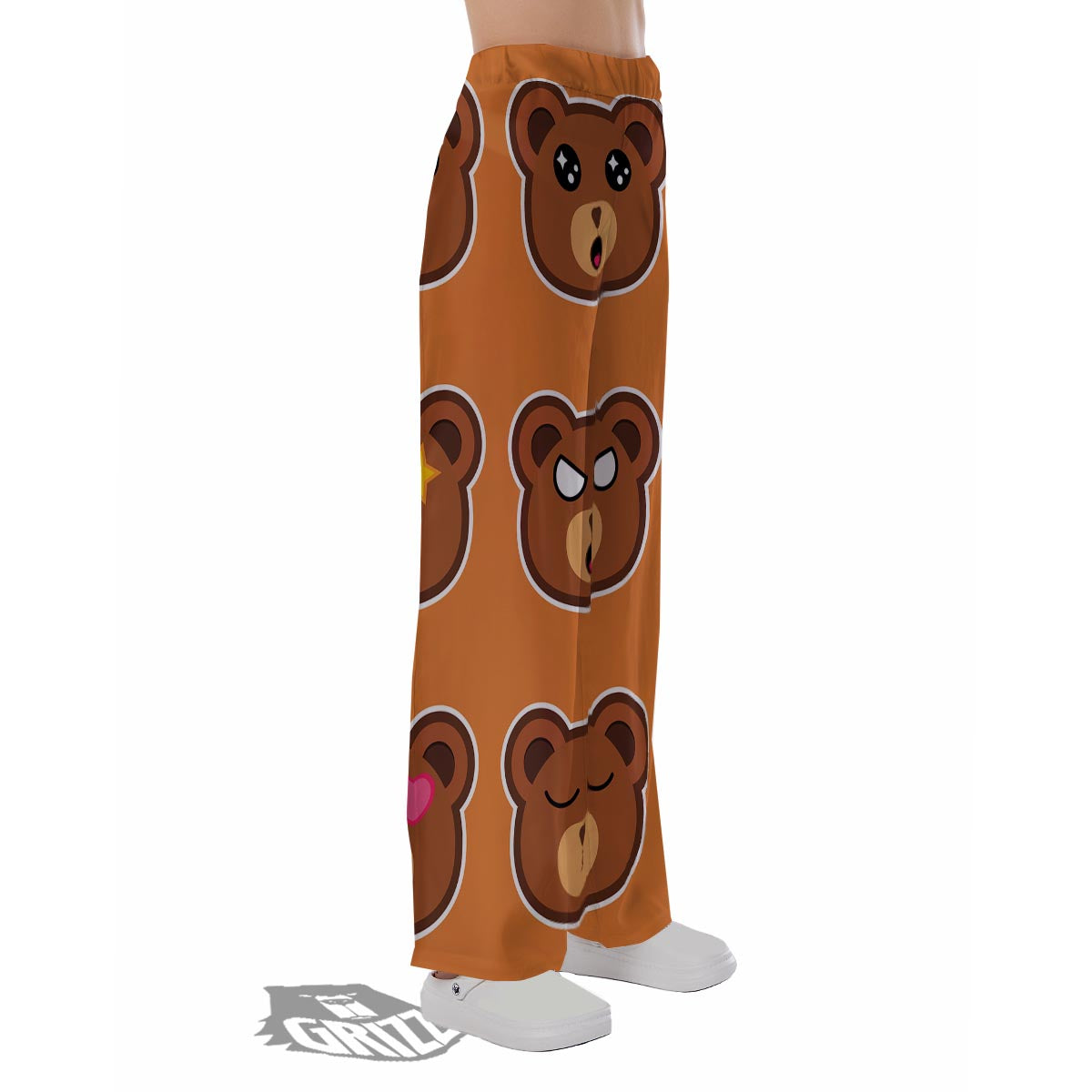 Emoji Teddy Bear Print Pajama Pants-grizzshop