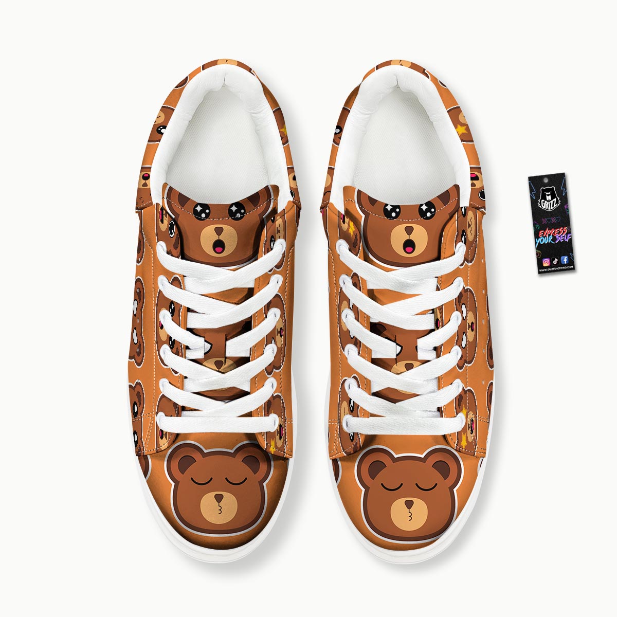 Emoji Teddy Bear Print Platform Shoes-grizzshop