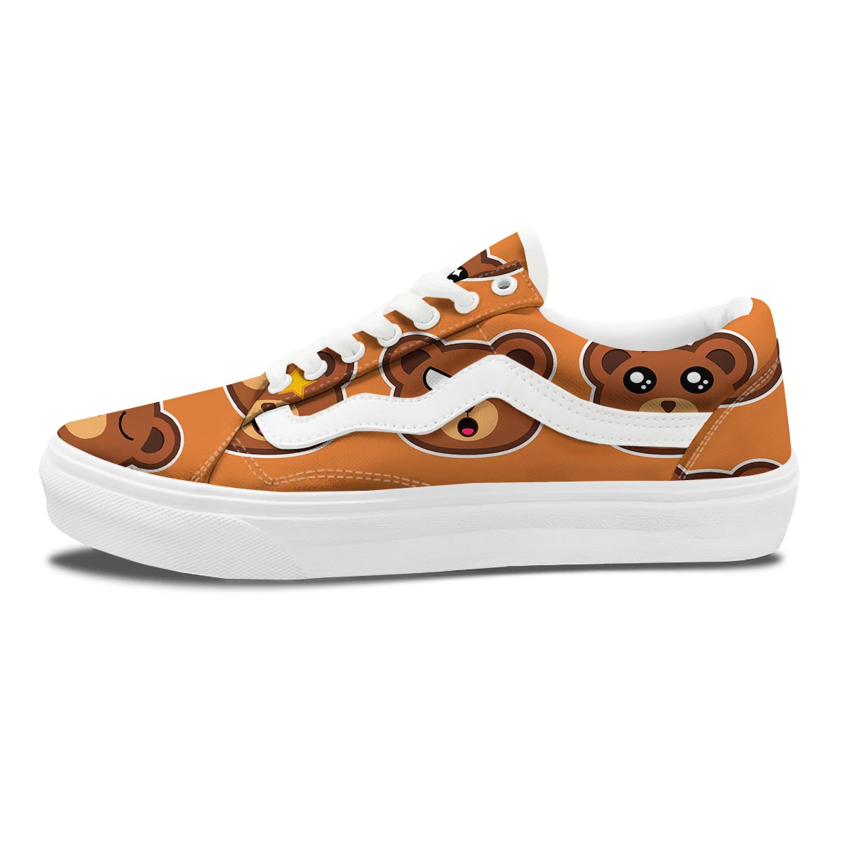 Emoji Teddy Bear Print Skate Shoes-grizzshop