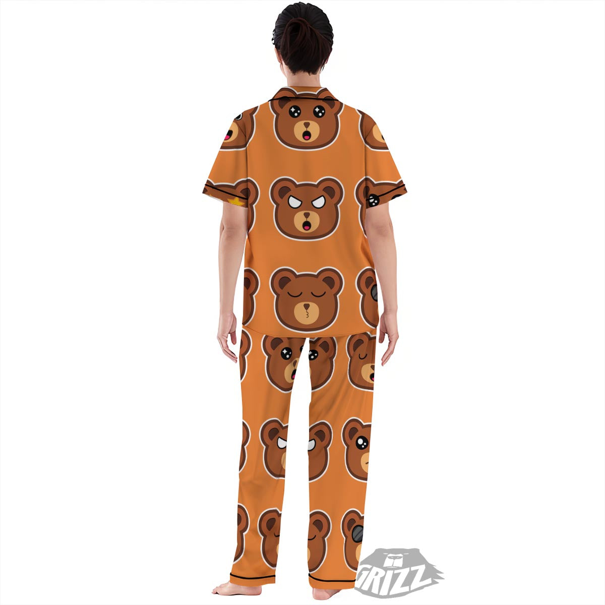 Emoji Teddy Bear Print Women's Pajamas Set-grizzshop