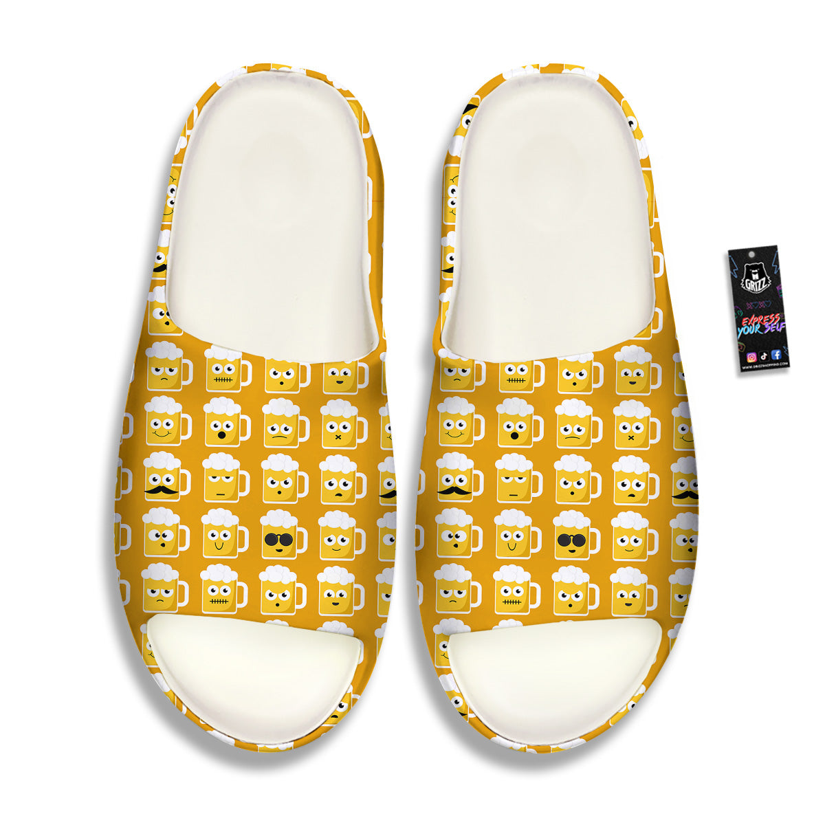 Emoji Beer Mugs Yellow Print Pattern Sandals-grizzshop