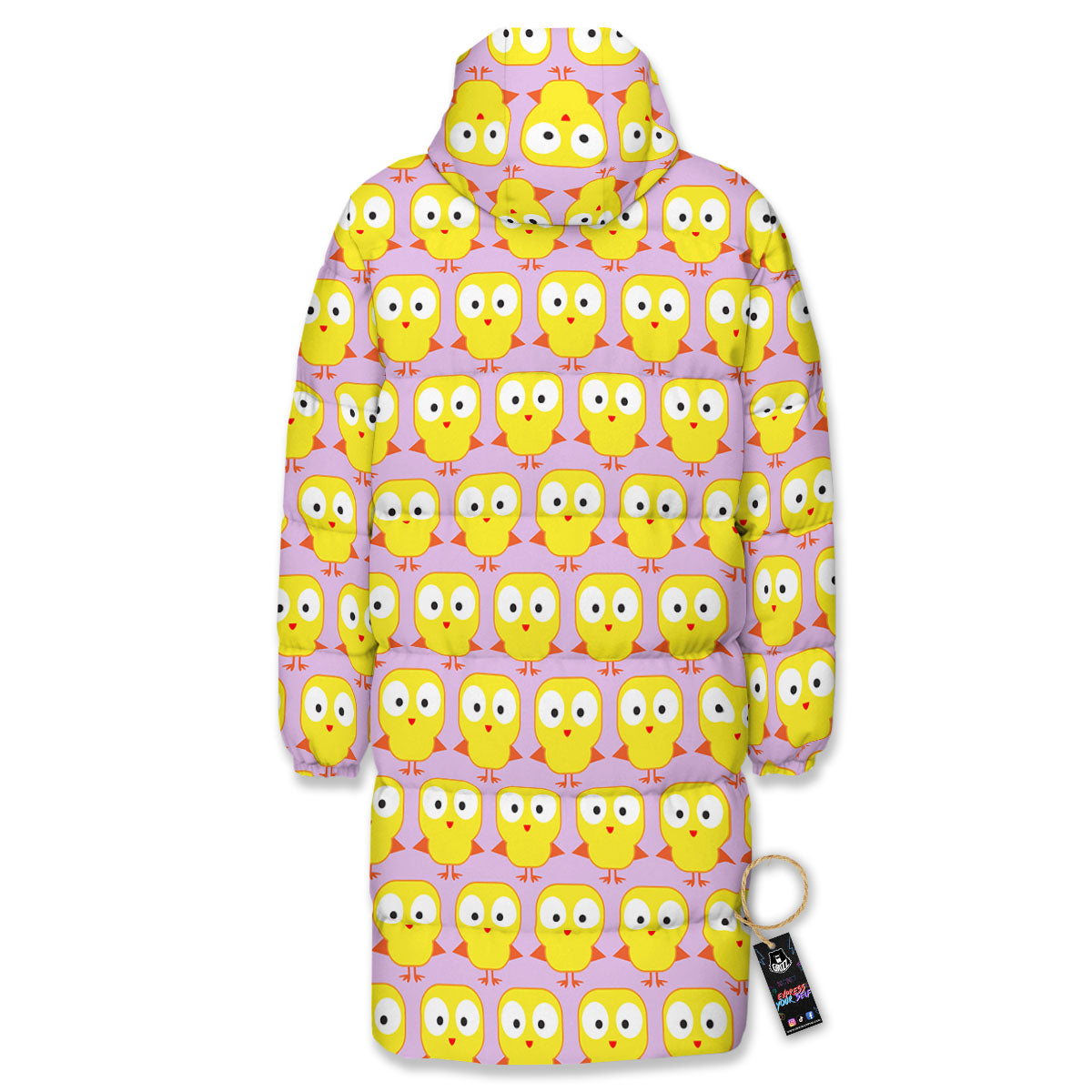 Emoji Chicken Love Print Pattern Long Down Jacket