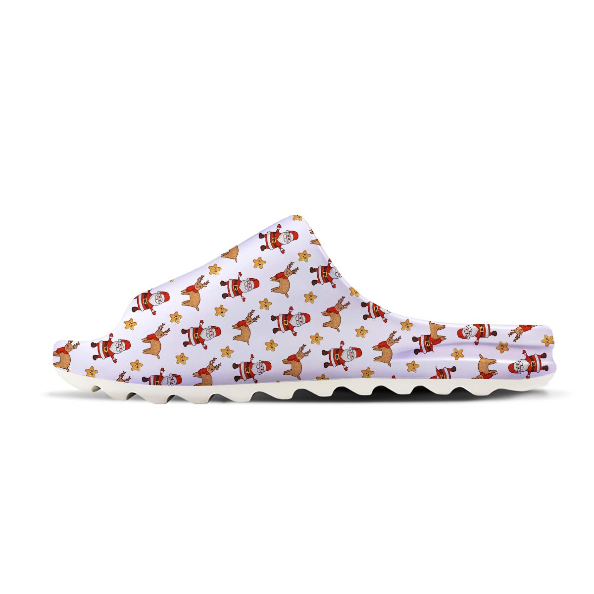 Emoji Reindeer And Santa Claus Print Pattern Sandals-grizzshop
