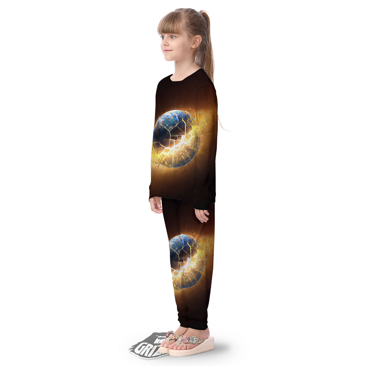 End Of The Earth Print Kid's Pajamas-grizzshop