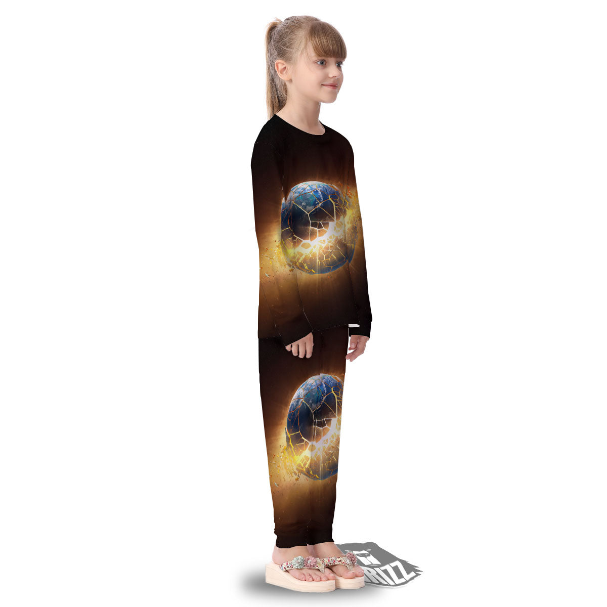 End Of The Earth Print Kid's Pajamas-grizzshop
