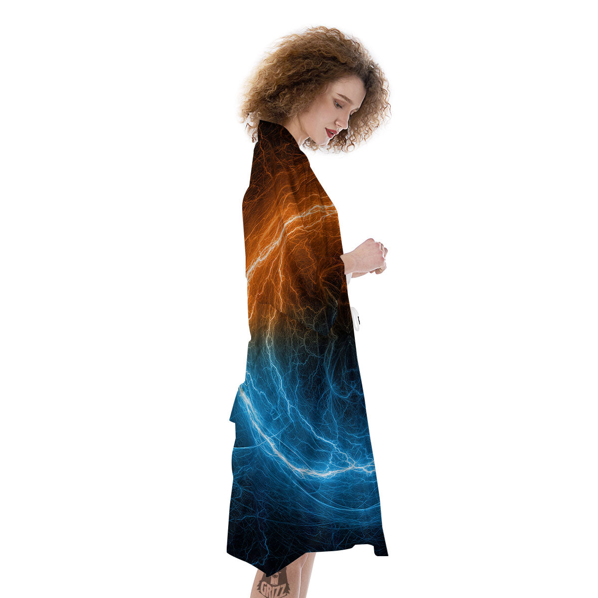 Energy Ice And Fire Print Kimono-grizzshop
