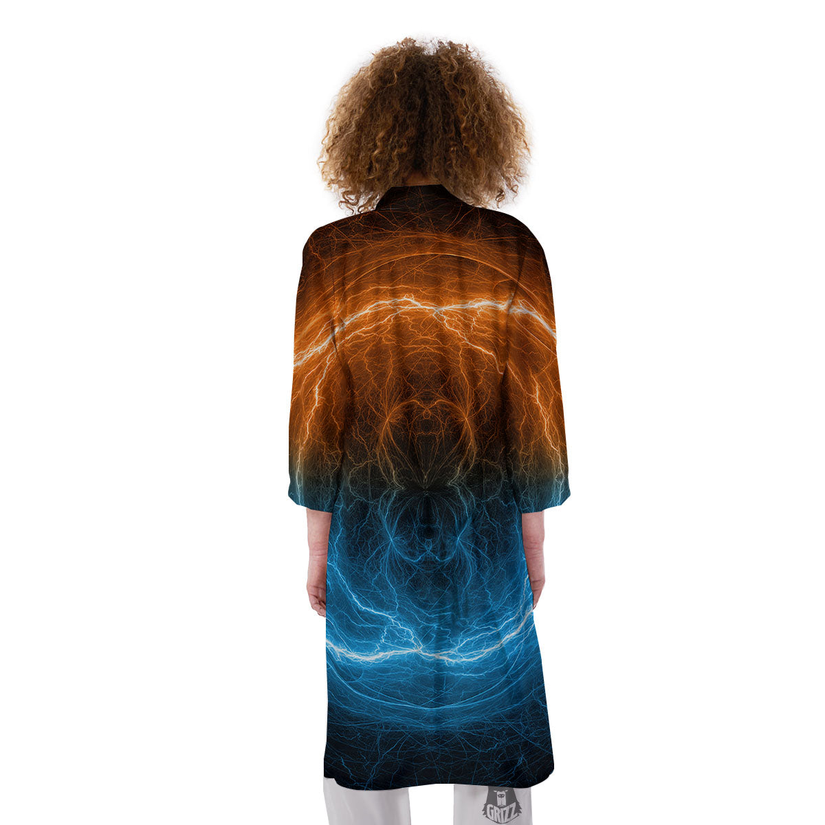 Energy Ice And Fire Print Kimono-grizzshop