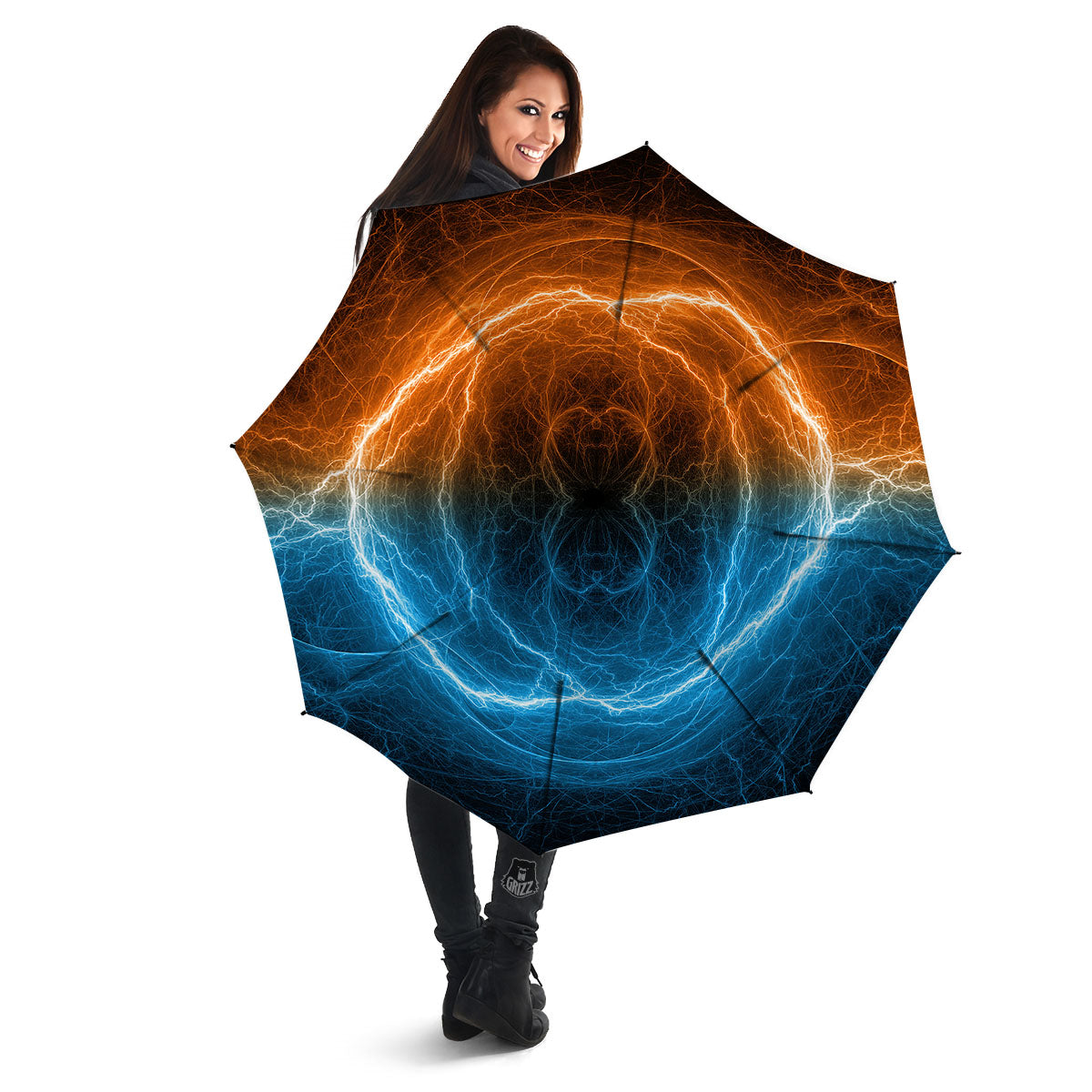 Energy Ice And Fire Print Umbrella-grizzshop