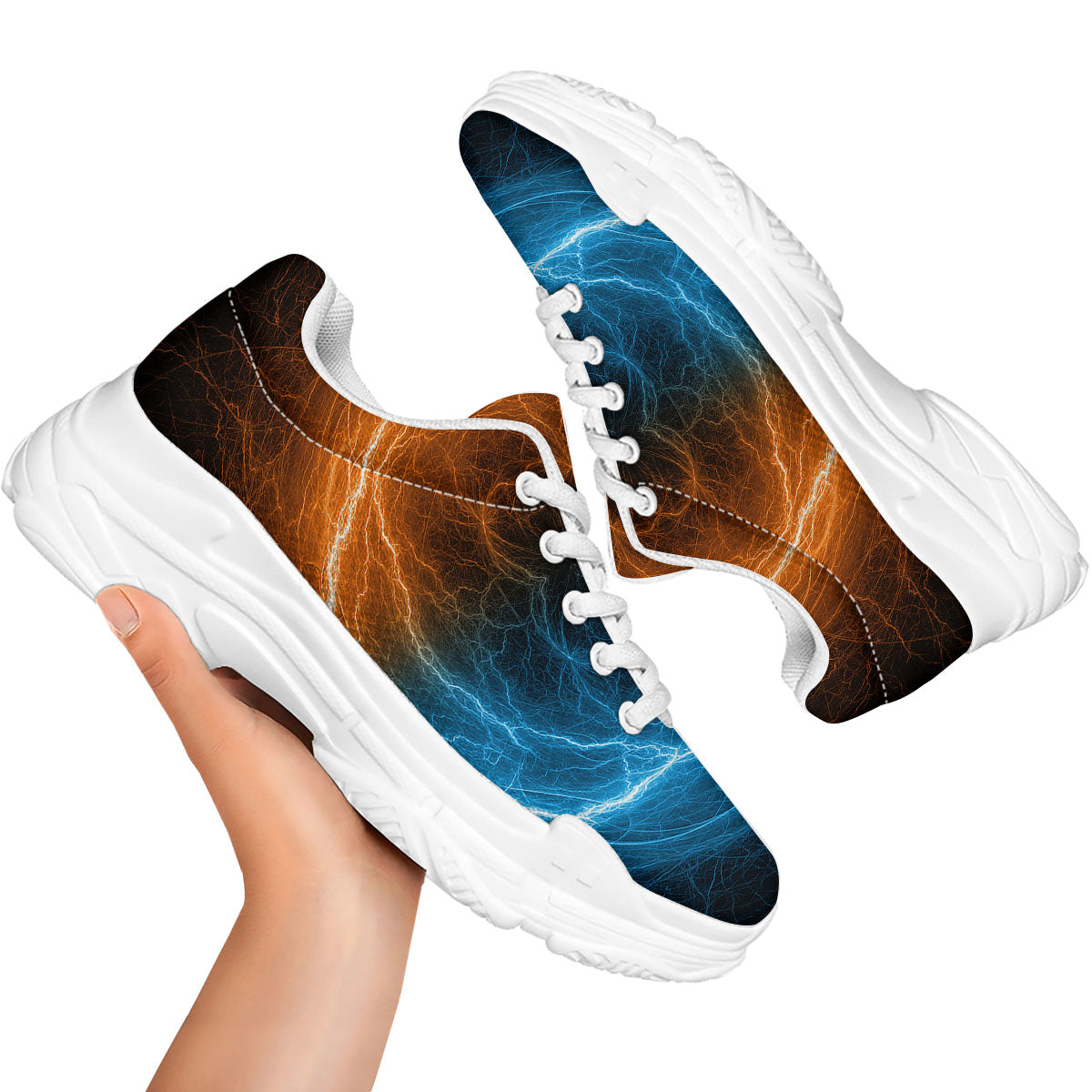 Energy Ice And Fire Print White Chunky Shoes-grizzshop