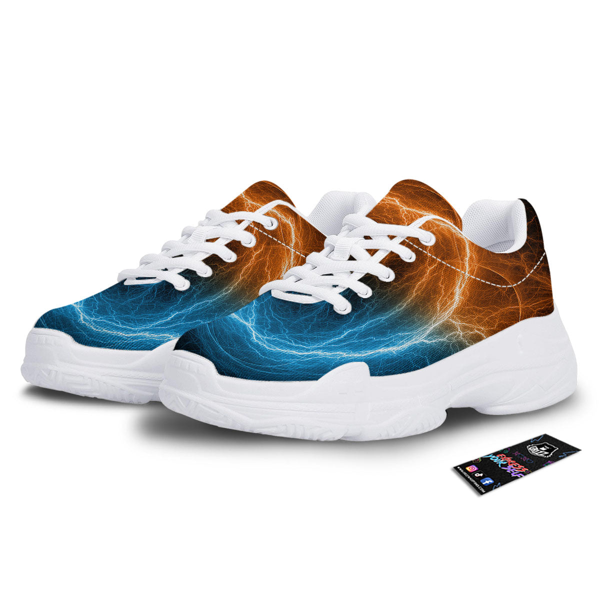 Energy Ice And Fire Print White Chunky Shoes-grizzshop