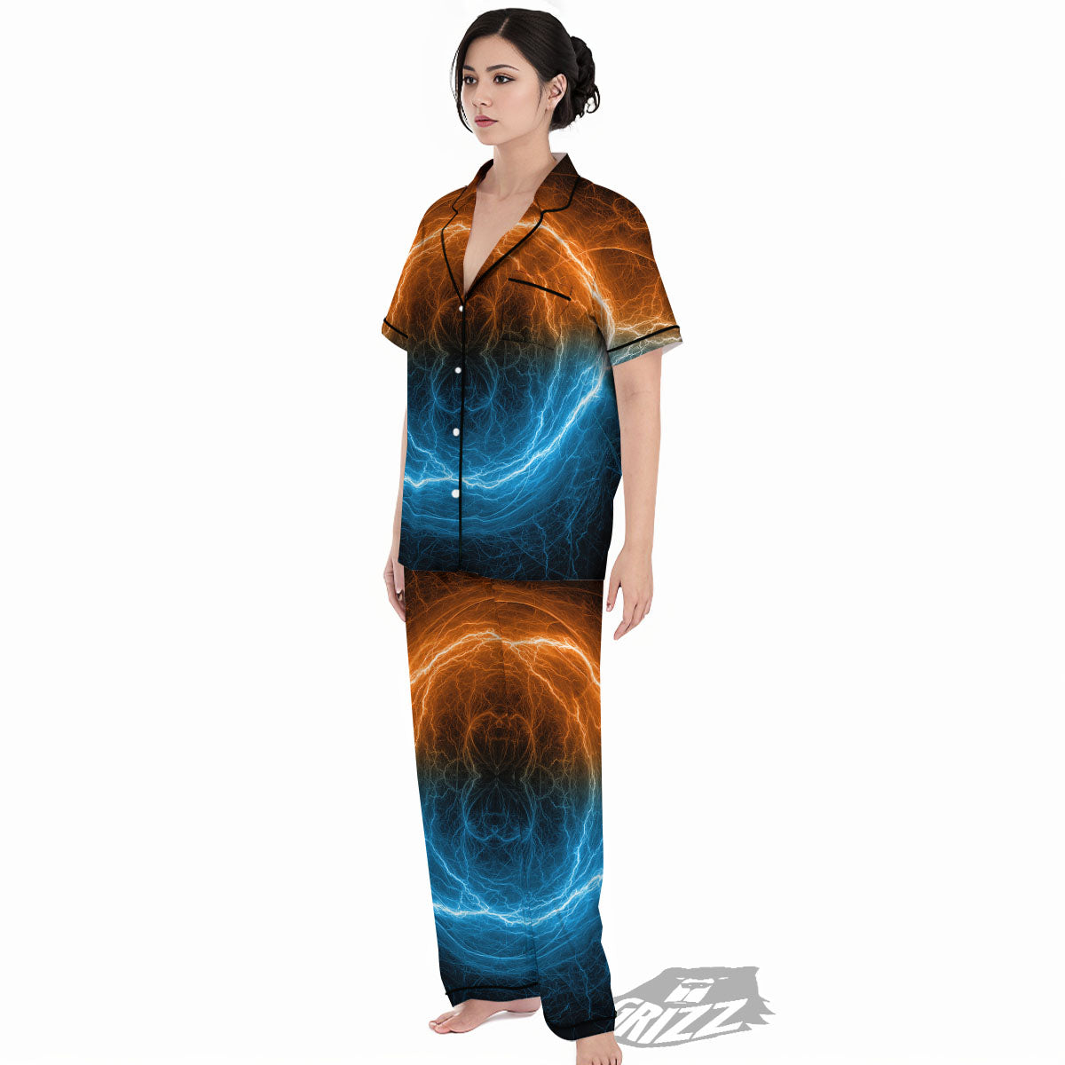Energy Ice And Fire Print Women's Pajamas Set-grizzshop