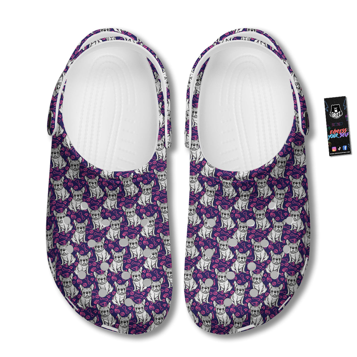 English Bulldog Cute Print Pattern Clog-grizzshop