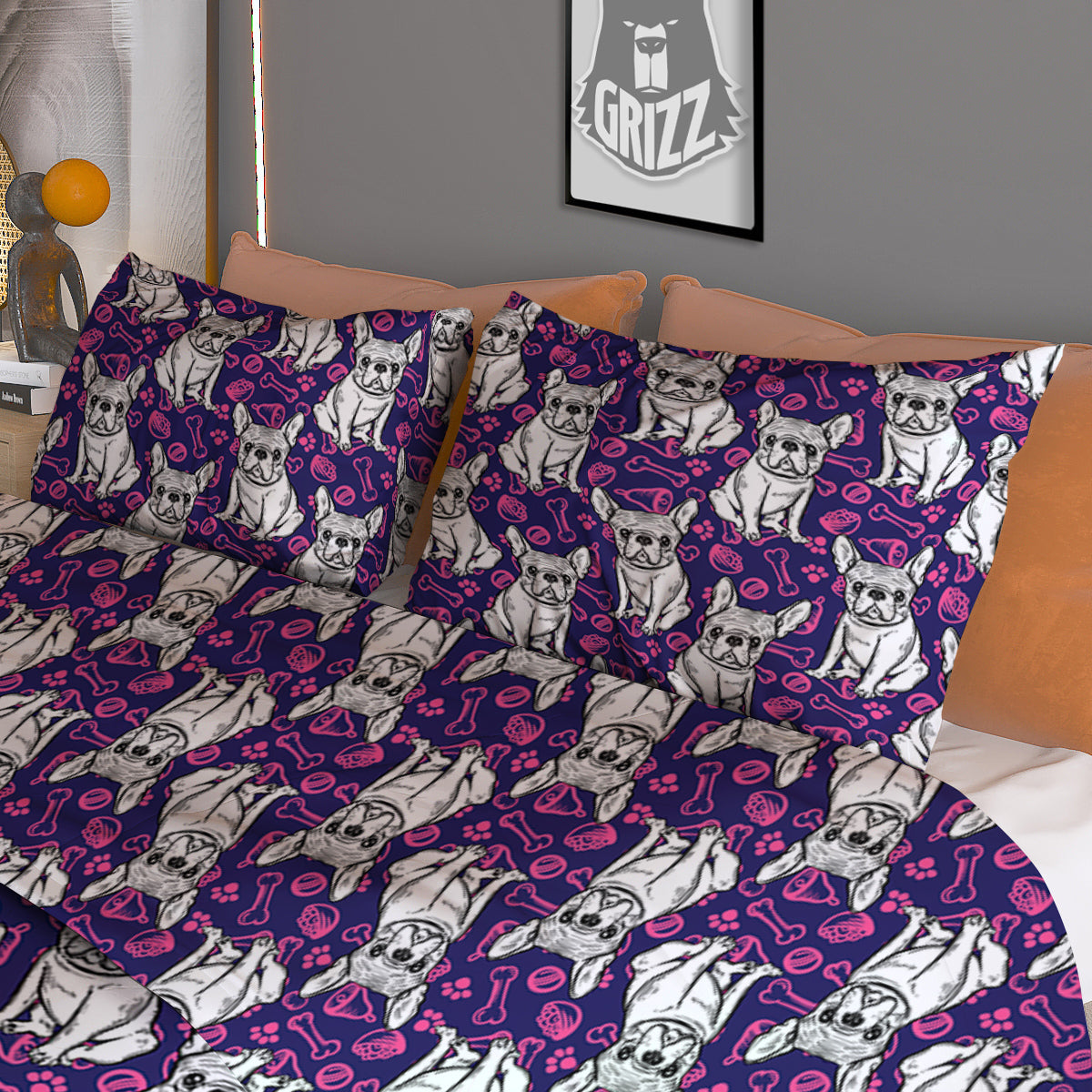English Bulldog Cute Print Pattern Duvet Cover Bedding Set