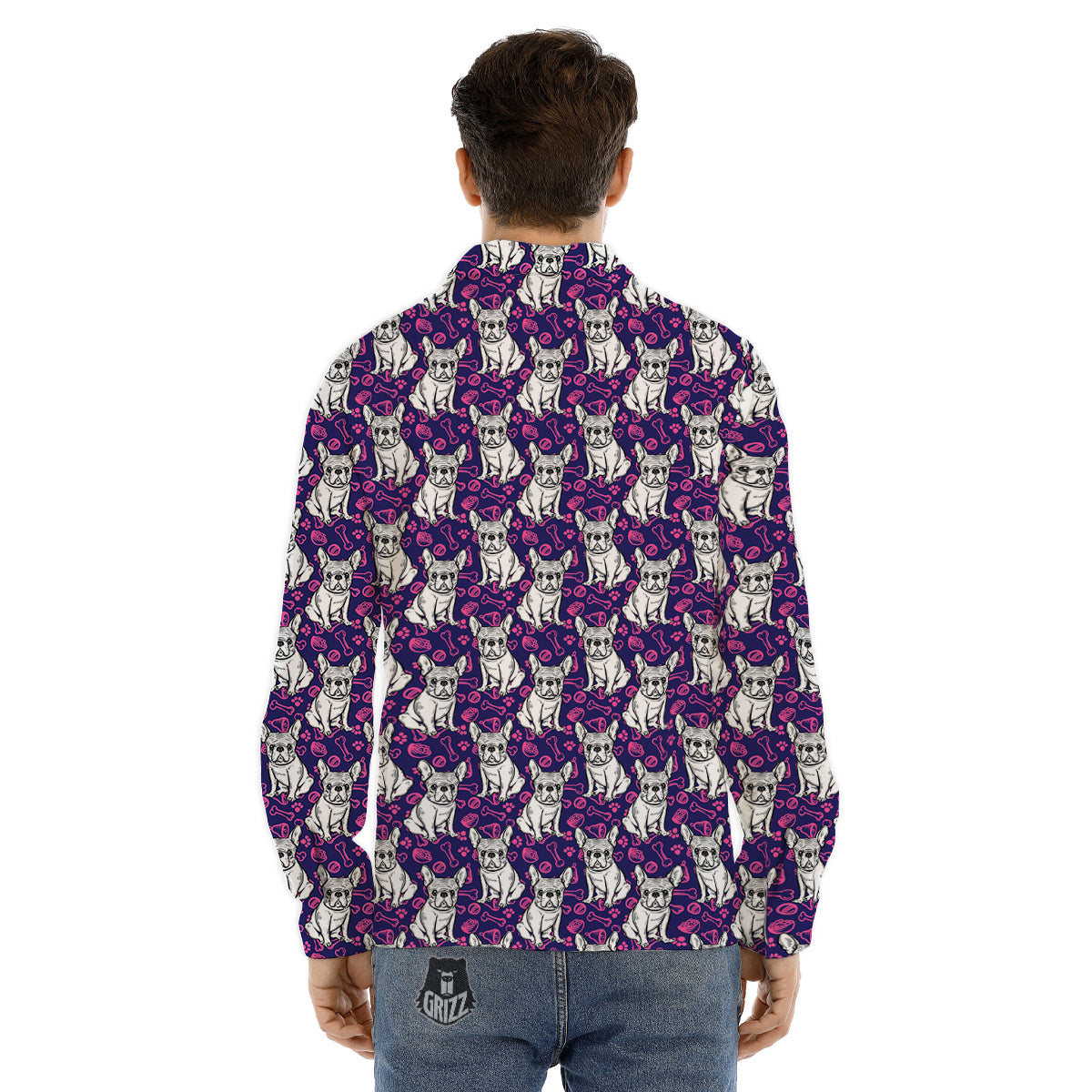 English Bulldog Cute Print Pattern Men's Dress Shirts-grizzshop