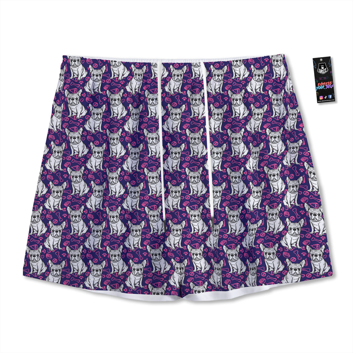 English Bulldog Cute Print Pattern Mesh Shorts