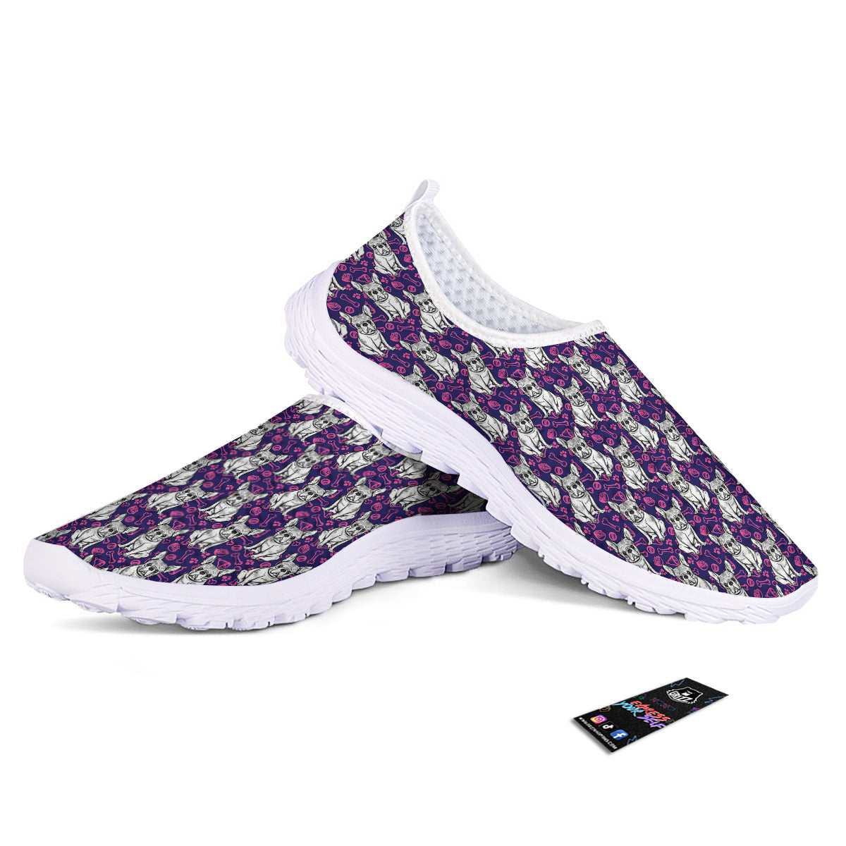 English Bulldog Cute Print Pattern Nurse Shoes-grizzshop