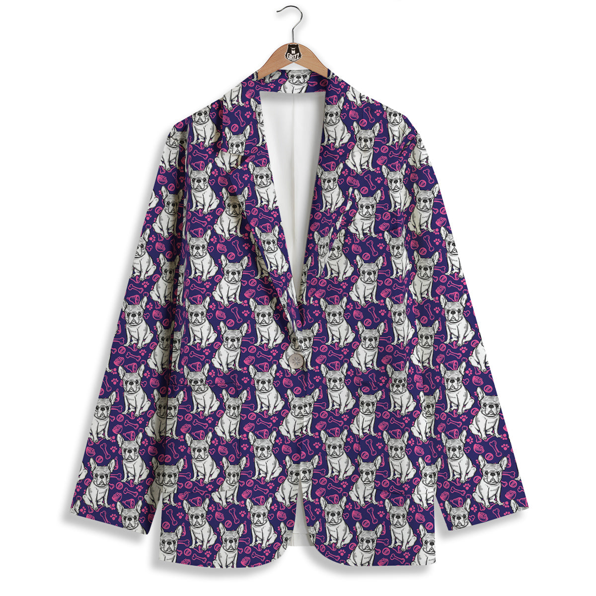 English Bulldog Cute Print Pattern Women's Blazer-grizzshop
