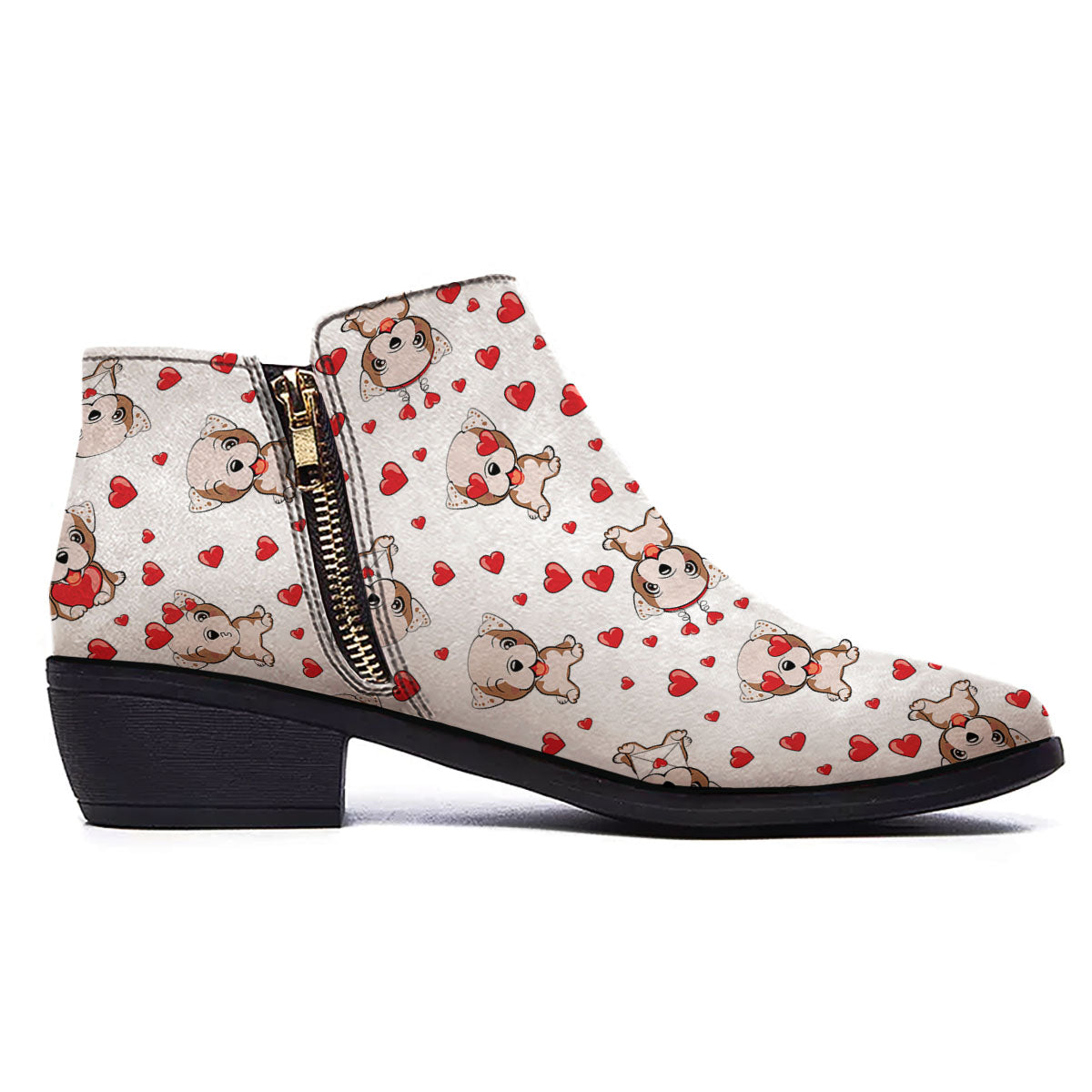 English Bulldog Lovely Print Pattern Ankle Boots-grizzshop