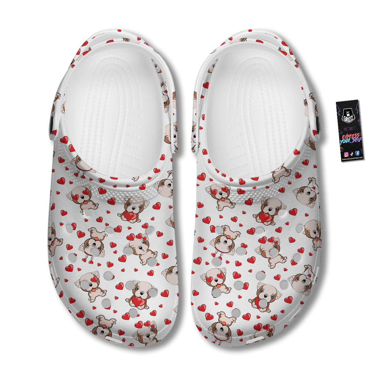 English Bulldog Lovely Print Pattern Clog-grizzshop