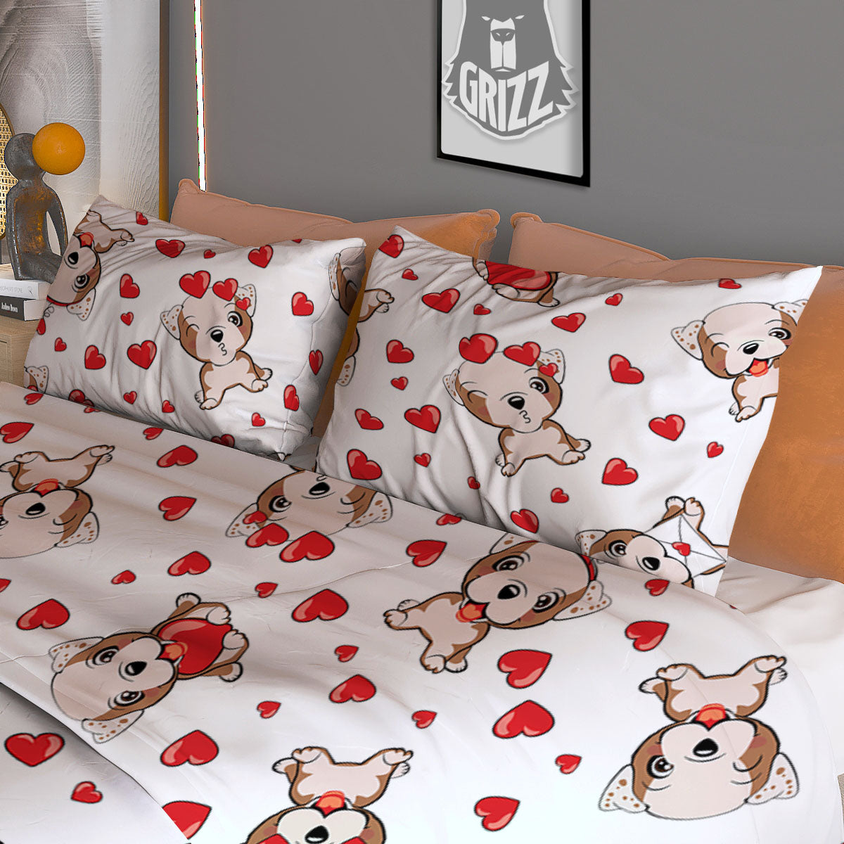 English Bulldog Lovely Print Pattern Duvet Cover Bedding Set