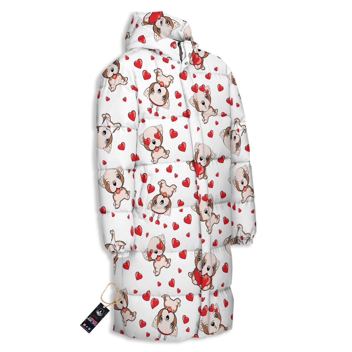 English Bulldog Lovely Print Pattern Long Down Jacket-grizzshop