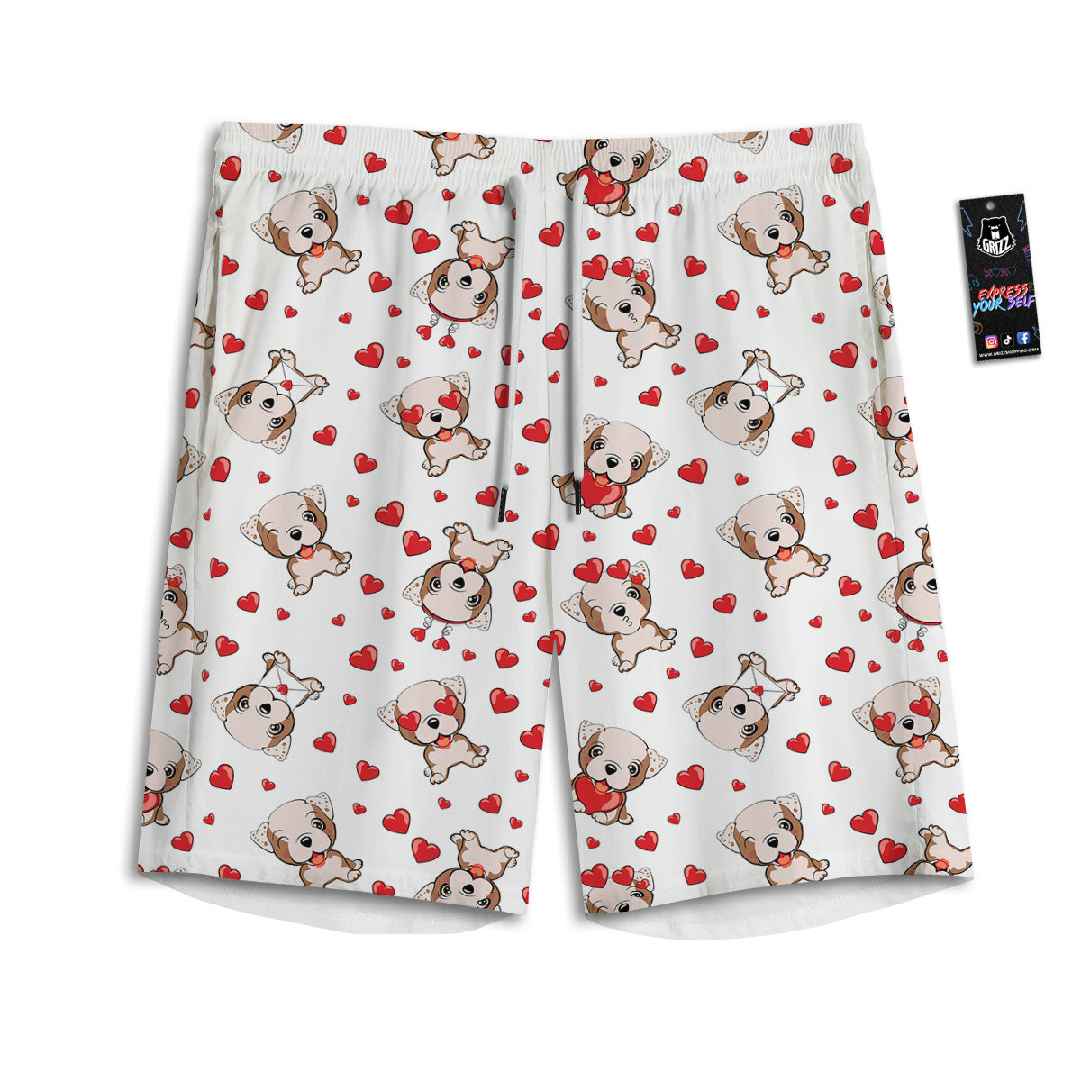 English Bulldog Lovely Print Pattern Men's Athletic Shorts
