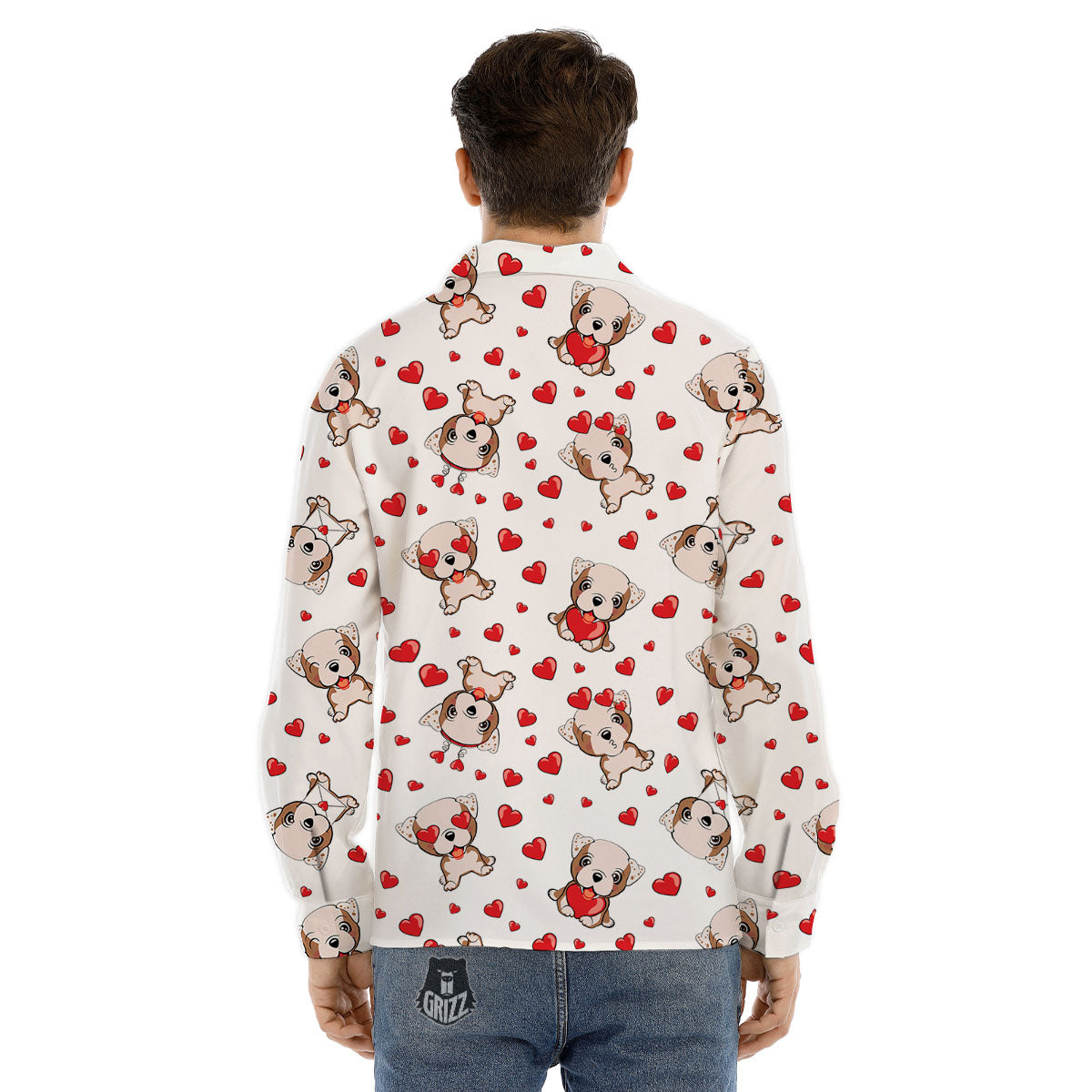 English Bulldog Lovely Print Pattern Men's Dress Shirts-grizzshop