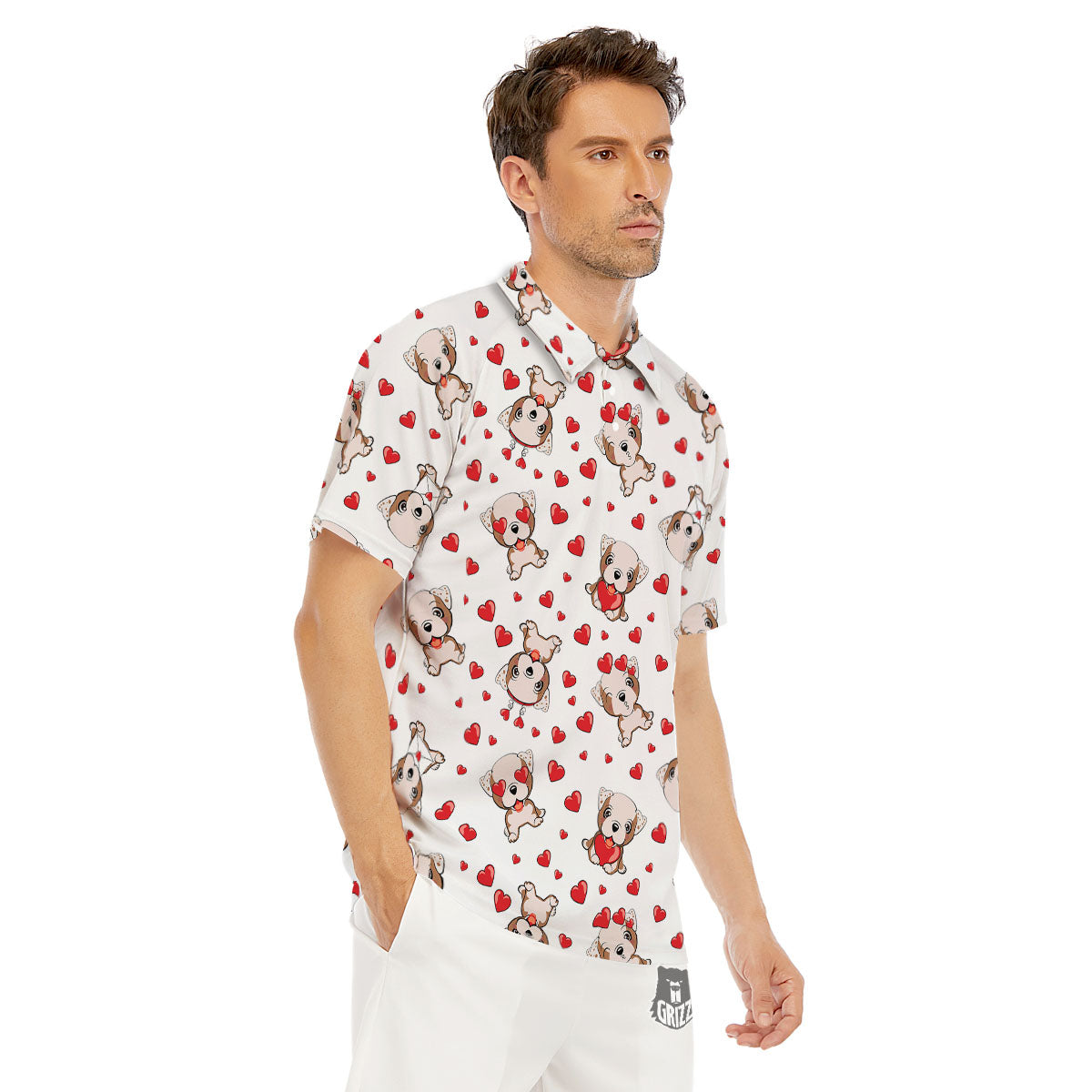 English Bulldog Lovely Print Pattern Men's Golf Shirts-grizzshop