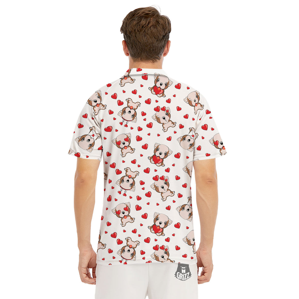 English Bulldog Lovely Print Pattern Men's Golf Shirts-grizzshop