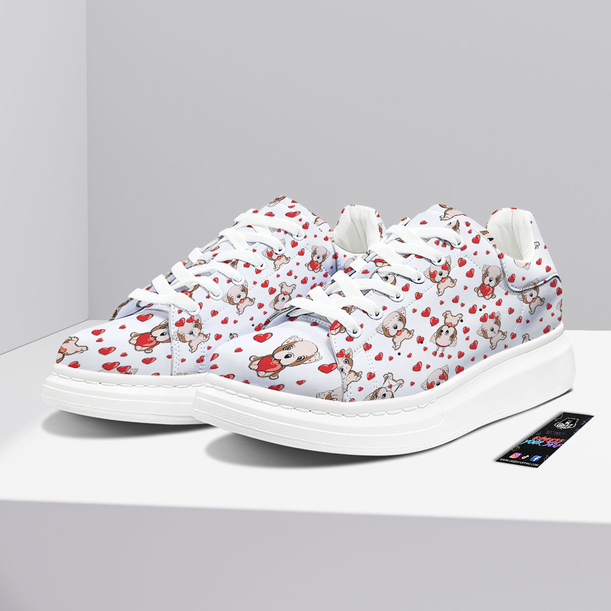 English Bulldog Lovely Print Pattern Platform Shoes-grizzshop
