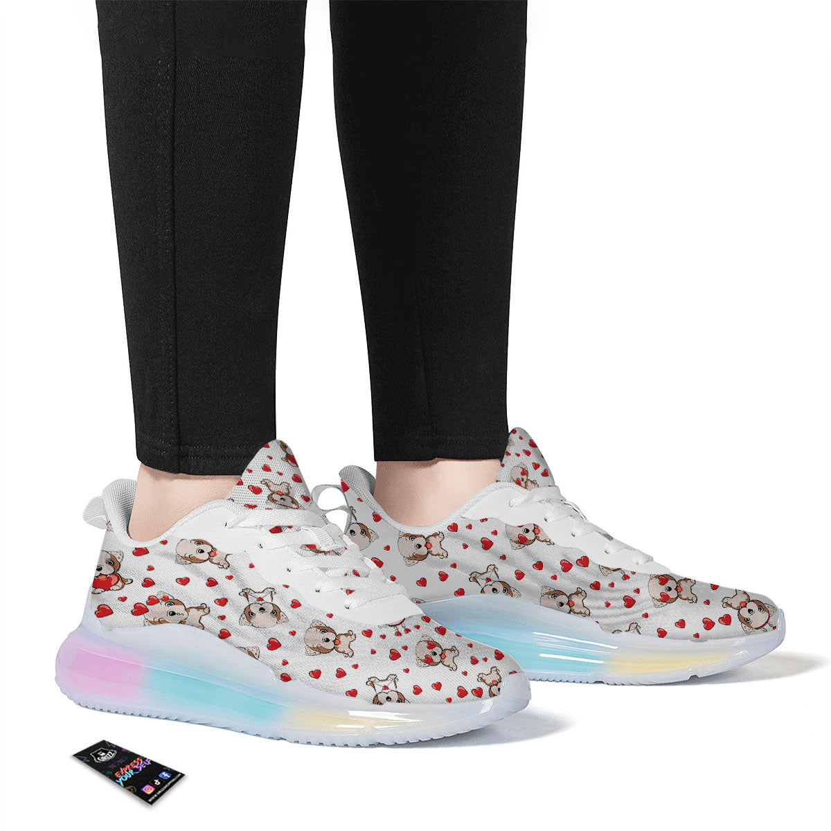 English Bulldog Lovely Print Pattern Running Sneakers-grizzshop