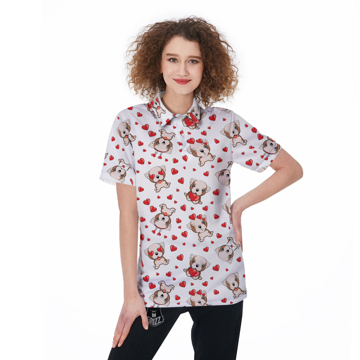 English Bulldog Lovely Print Pattern Women's Golf Shirts-grizzshop
