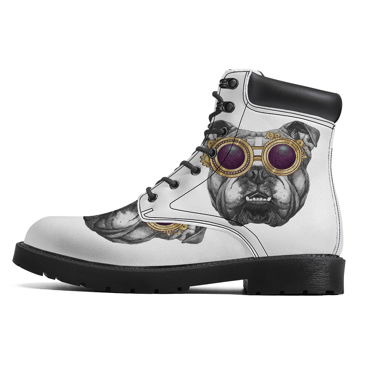 English Bulldog Wearing Glasses Print Boots-grizzshop