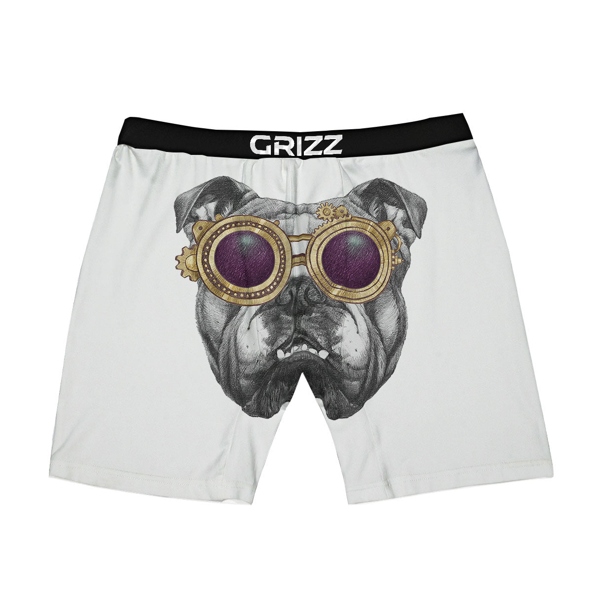 English Bulldog Wearing Glasses Print Boxer Briefs-grizzshop