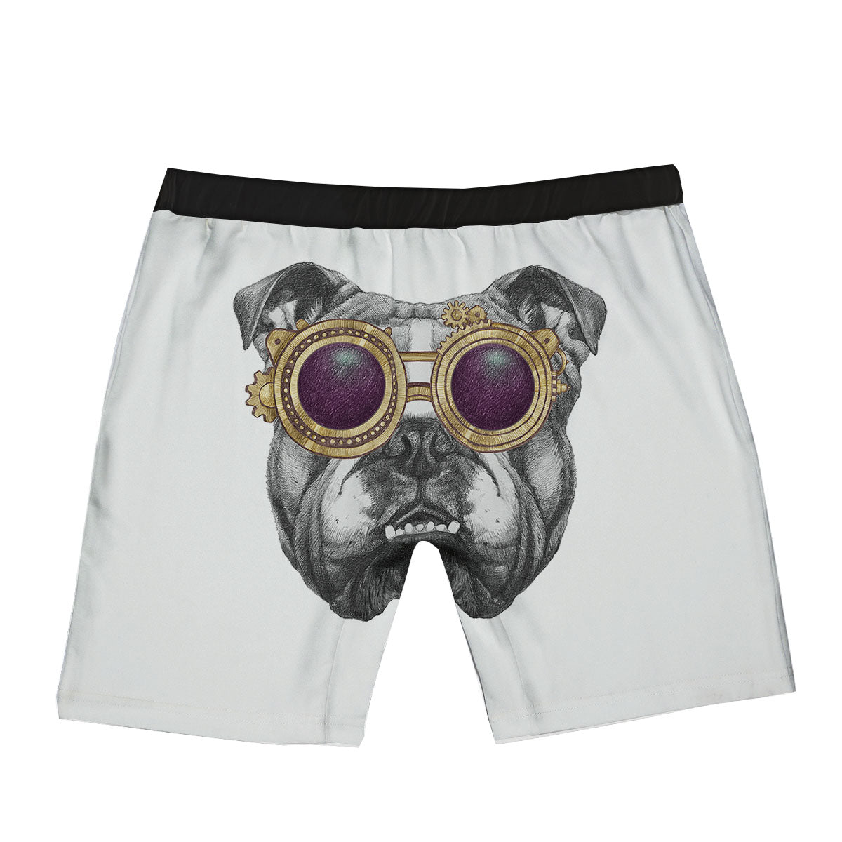 English Bulldog Wearing Glasses Print Boxer Briefs-grizzshop