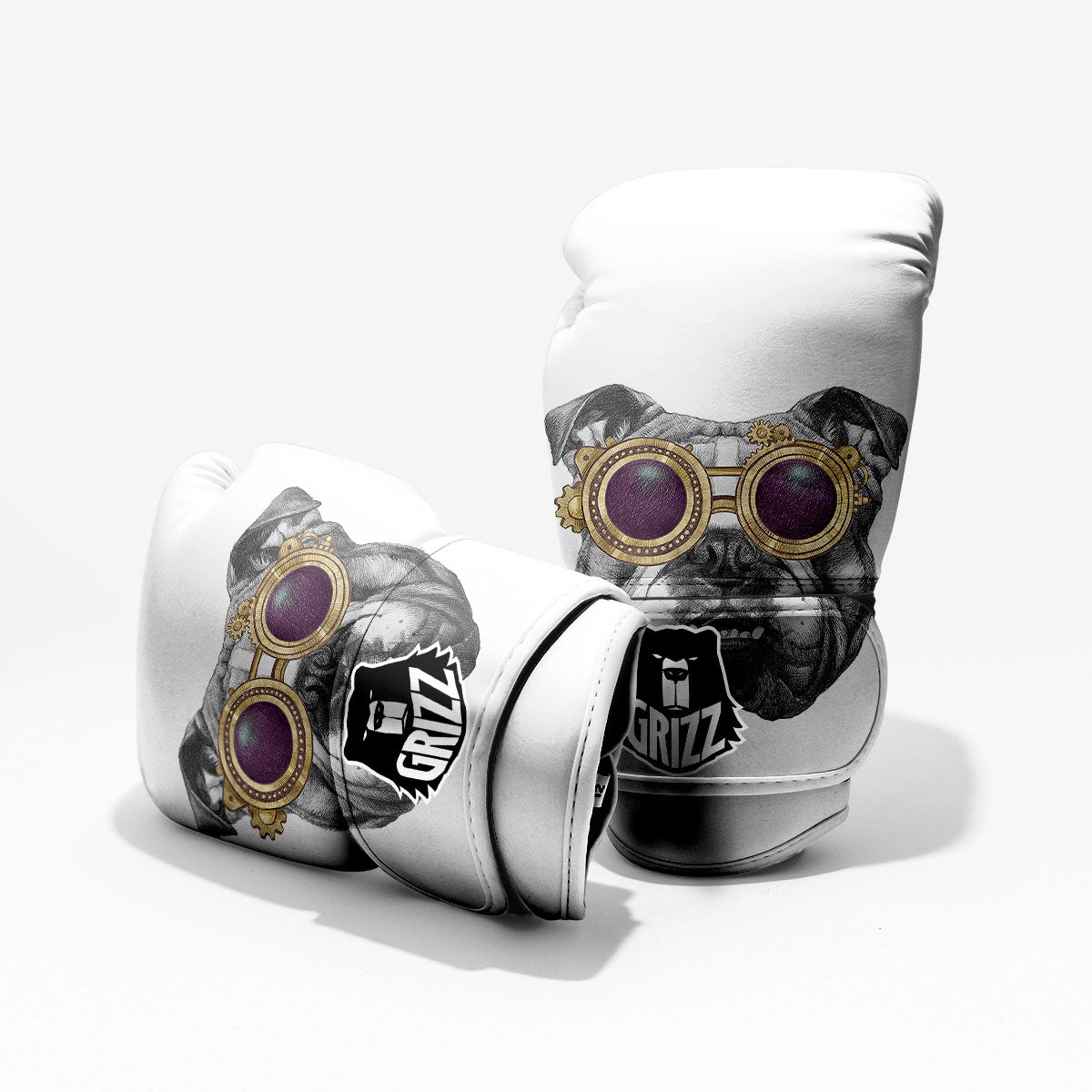 English Bulldog Wearing Glasses Print Pro Boxing Glove