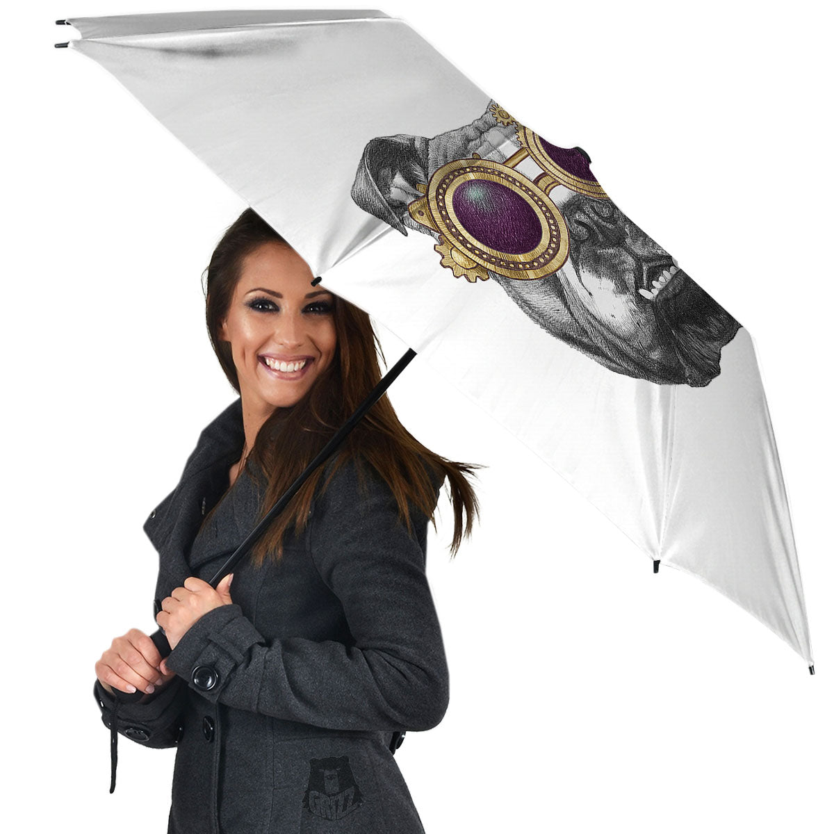 English Bulldog Wearing Glasses Print Umbrella-grizzshop