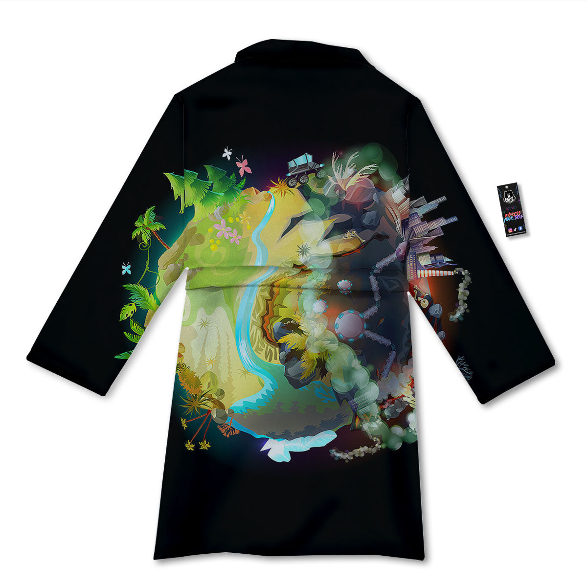 Environmental Destruction Print Bathrobe-grizzshop