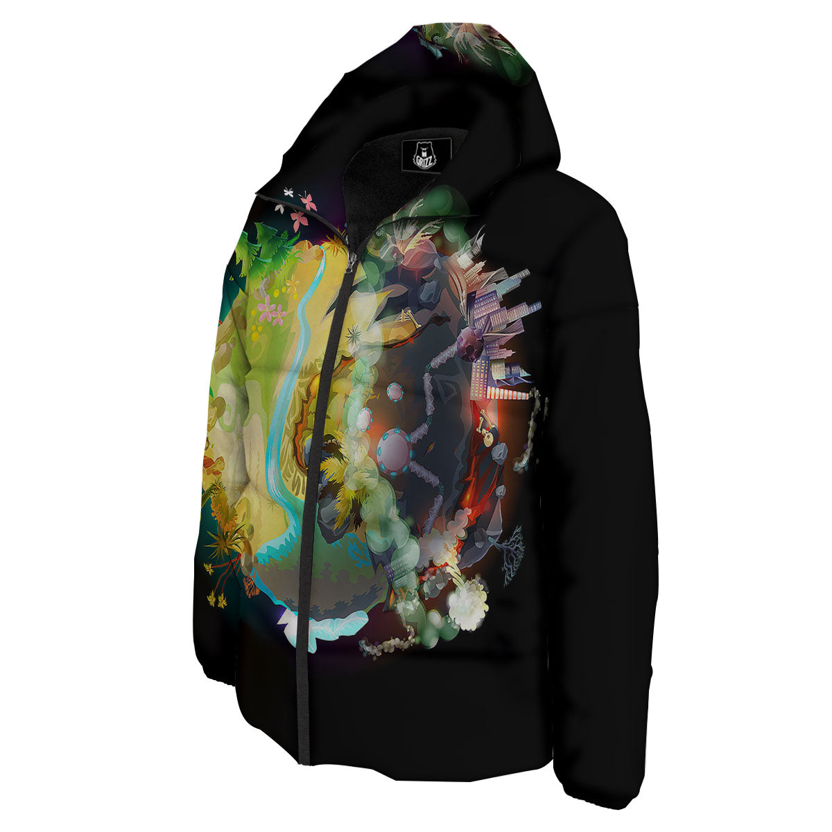 Environmental Destruction Print Down Jacket-grizzshop