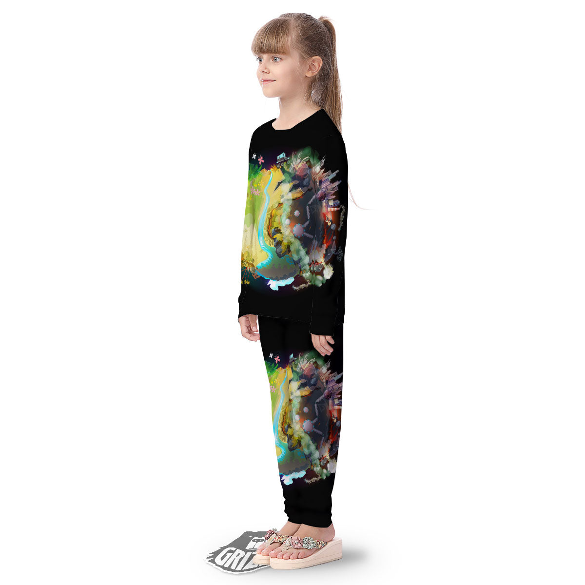 Environmental Destruction Print Kid's Pajamas-grizzshop