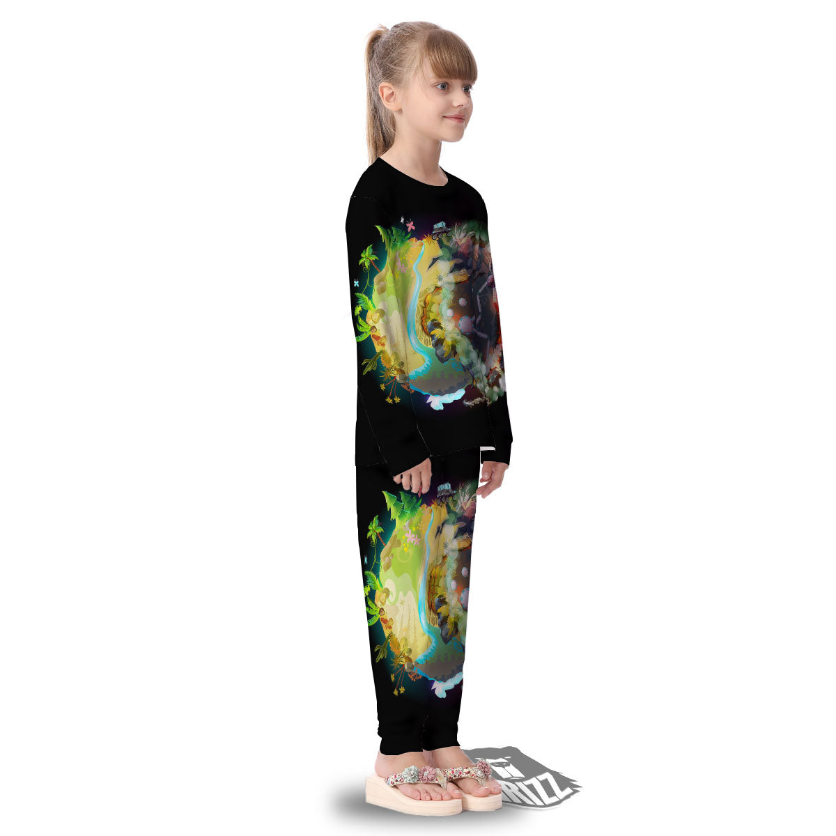Environmental Destruction Print Kid's Pajamas-grizzshop