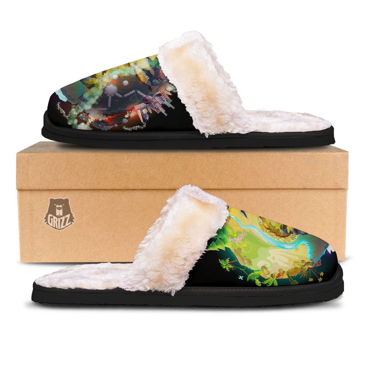 Environmental Destruction Print Slippers-grizzshop