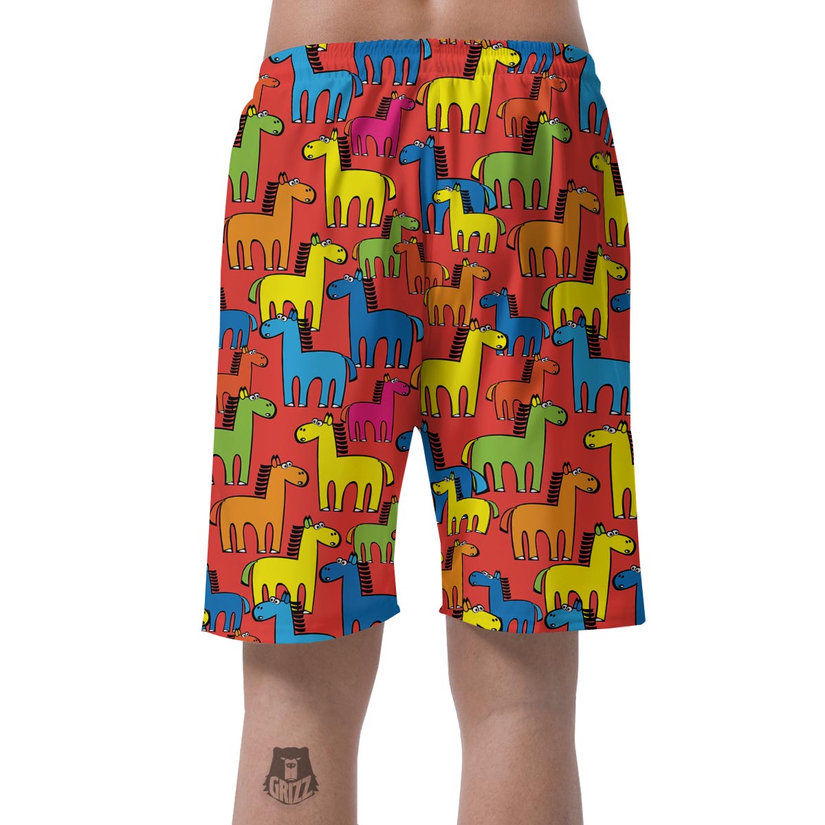 Equestrian Colorful Pattern Print Men's Shorts-grizzshop